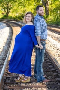 EsteemBoudoir-Atlanta-Phoenix-Boudoir-Photographer-maternity-couple-outdoor-Kennesaw-train-tracks-back